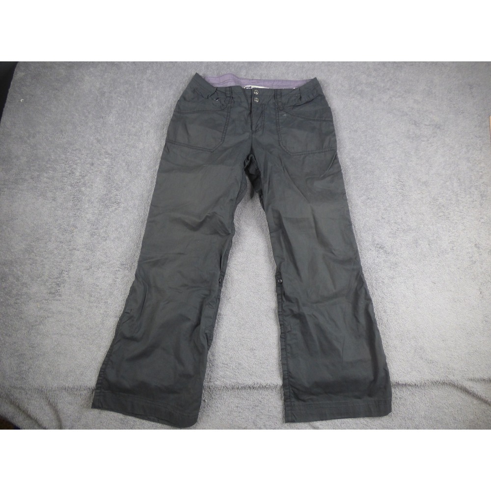 REI Womens 6 Gray Cotton Nylon Stretch Hiking Cargo Pants Roll Up Tab Straight
